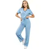 Uniformes cirúrgicos transfronteiriços, vestuário médico de trabalho em blocos de cor, processamento OEM em massa para uniformes cirúrgicos de salão de beleza e clínica