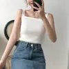 Camisola de Verão Feminina com Design Único, Adequada para Usar por Cima, Top Curto e Justo de Tricô Sexy Sem Mangas
