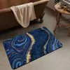 Alfombra de Piso de Franela Impresa Moderna con Textura Fluida de Ágata Chapada en Oro de Tono Azul de Lujo Ligero Transfronteriza Decoración de Alfombra para el Hogar