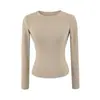 26097-26 Outono Estilo Coreano Slim Fit Básico Versátil Simples Gola Redonda Liso Estilo Básico Ombro Padrão Manga Longa Camiseta