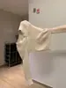 Suéter de Punto de Encaje con Cuello en V para Niña Joven Suéter de Punto Suave y Sedoso Ajustado Puro para Mujer Otoño e Invierno