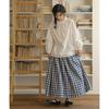 2025 Primavera y Verano Nuevo Estilo Japonés Estilo Fresco Encaje Cuello Redondo Jersey Manga Larga Estilo Mori Camisa Blanca Apilada para Mujer