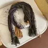 Novo Lenço de Pescoço de Algodão Plissado Design de Nicho Pequeno Lenço Gola Xale Acessório Versátil Diário para o Trabalho Casual para Mulheres