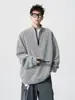 Sudadera con media cremallera de diseño deconstruido americano para hombre, talla grande, bonita chaqueta tipo jersey, marca de moda de invierno, ropa de hombre de alta gama