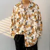 Camisa Floral Retrô Vintage Estilo Hong Kong para Homens e Mulheres Verão Tendência Marca Havaiana Despojada Cool Solta Camisa de Manga Longa Casaco para Casal