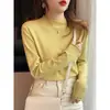 Camiseta base de cuello medio para mujer para otoño e invierno, suéter de punto de diseño nuevo de alta gama 2026