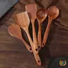 Espátula de Madera de Acacia Hoja Pequeña Transfronteriza, Espátula de Cocina, Cuchara para Sopa, Espátula de Madera, Juego de Utensilios de Cocina de Madera de Teca, Madera