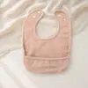 Babador de Algodão Puro em Forma de U Classe A Absorvente com Bolso, Toalha de Baba para Recém-Nascidos e Bebês, Babador Ajustável para Crianças Comer