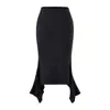 Camiseta de cuello barco ajustada irregular Falda midi ajustada al cuerpo Conjunto de Lyocell para mujer Capa base de primavera y otoño Falda midi