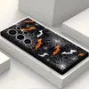 Funda de Silicona Anti-caídas Moderna y Genial con Estampado Oscuro de Murciélago y Telaraña de Halloween para Teléfono Samsung S25 Ultra