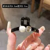 Pinza para el pelo de perlas simple y versátil para mujer, elegante pinza negra con flecos, pinza para el pelo de estilo nuevo para media coleta en la parte trasera de la cabeza