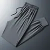 Pantalones de Seda Helada de Alta Elasticidad para Hombre de Tallas Grandes para Verano, Pantalones Largos Sueltos de Secado Rápido, Estilo 140kg, Se Pueden Usar como Pantalones Premium Oversize