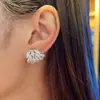 Pendientes de Borla Hoja de Sauce con Circonita Aguja de Plata Moda Temperamento Pendientes de Botón de Alta Gama Nicho Exquisitos Versátiles Pendientes al por Mayor para Mujeres