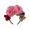 Europa e Estados Unidos simulação transfronteiriça grande headband de flor rosa México Halloween vestido faixa de cabelo colorido diadema de orquídea