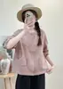Chaqueta corta acolchada de algodón tipo burbuja para mujer, nuevo estilo otoño 2026, cárdigan casual de cuello redondo de un solo botón estilo coreano top 515