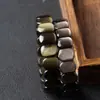 Pulsera de Mano de Obsidiana Plateada Natural para Hombres y Mujeres Pulsera con Montura de Obsidiana Dorada Mascota de Obsidiana del Año 2025