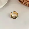Anillo Geométrico de Piedra Natural de Color Contrastante Estilo Nuevo Transfronterizo para Mujer, Anillo Apilable Estilo Vintage, Anillo para Dedo Índice, Accesorios de Joyería