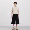 Shorts de mezclilla estilo americano, mezclilla cruda, lavado, bolsillo con puntadas, silueta en A, uso rudo resistente al desgaste, holgados, pierna ancha, cropped