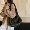 Bolso Tote Esponjoso de Moda para Mujer, Nuevo Bolso de Hombro Retro con Estampado de Leopardo de Nicho Otoño 2026, Bolso Cruzado Peludo Casual