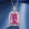 Joyería de moda retro europea y americana para mujer, colgante de collar de tesoro rosa simulación, tesoro azul, diamante, conjunto principal 15*20, temperamento