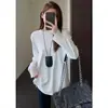 Combinable, se puede usar solo o como capa interior, casual y elegante, camiseta básica con abertura, camiseta de manga larga para mujer, nueva para otoño e invierno C0818D