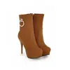 34-48 Botas de Mujer de Corte Bajo para Otoño/Invierno, Punta Redonda, Plataforma Impermeable, Tacón Ultraligero, Talla Grande, Color Sólido, Botas Martin
