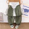 Ropa para Niños Ropa de Otoño para Niños Traje 2025 Nuevo Conjunto de Tres Piezas de Moda para Niños Chaleco para Bebé con Sudadera con Capucha
