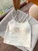 Camisola com Costas Cruzadas e Strass Estrelado para Mulheres, Estilo Verão com Bojos, Alças Finas, Caimento Justo, Top Sexy para Usar por Cima