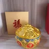Cornucópia do Zodíaco com Tampa Enfeites Esmaltados Pintados Sapo Dourado de Três Pernas Cofrinho Cornucópia Decorações para Casa