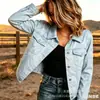 Nueva Chaqueta Corta de Mezclilla de Algodón Transfronteriza Otoño e Invierno Estampado Digital 3D Moda Personalidad Top Delgado Mujer