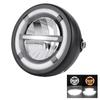 Novo Farol de LED para Motocicleta Spotlight Branco Amarelo Cor Dupla Retro Farol Diurno Farol de LED Harley
