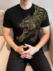 Camiseta de Moda para Hombre 2026 con Elegante Estampado de Tigre, Versátil Moderna de Cuello Redondo Casual de Verano con Mangas Cortas