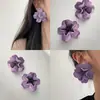 Collar con Correa de Borla Floral de Tela Dulce Estilo Francés para Mujer con Aretes Florales y Diseño de Pinza Lateral, Set de Accesorios de Nicho