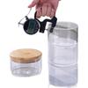 Garrafa Dosadora de Vidro Multicamadas, Pote Selado de Vidro Transparente Resistente ao Calor de Alto Borossilicato, Garrafa para Armazenamento de Grãos com Tampa de Bambu