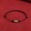 Cuentas de Buena Suerte Plateadas para el Año de Nacimiento, Pulsera de Hilo Rojo para Mujer, Tobillera Ultradelgada, Estilo Extremadamente Fino, Pulsera Tejida de Paz y Suerte