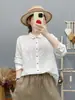 Colección Otoño 2026: Camisa Bordada Artística de Manga Larga Estilo Japonés para Mujer, Top Jacquard Casual con Adorno de Encaje al por Mayor