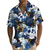 Camisa Casual de Hombre con Estampado 3D de Calavera y Rosa, Elástica en Cuatro Direcciones, Top de Manga Corta Popular a Nivel Transfronterizo