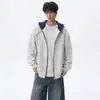 Sudadera con capucha de punto de marca de moda para hombre, sudadera con capucha de retazos versátil y holgada de alta costura para otoño, chaqueta holgada casual americana para pareja