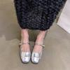 [Armano] Zapatos Mary Jane 2026 Estilo Nuevo de Primavera Plata Correa Única Estilo Francés Tacón Grueso Zapatos Bajos Pequeños para Mujer Viajes al Trabajo