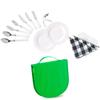 Bolsa para Vajilla de Camping de Acero Inoxidable para Exteriores Montañismo Viajes Camping picnic Bolso de Mano Juego de Utensilios de Cocina para Exteriores para 2
