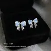 Brincos de Tarraxa Azul Transparente Olho de Gato Laço Borboleta Estilo Coreano Doce Moda Brincos para o Dia a Dia Acessórios de Brincos Doces Frescos