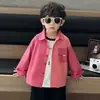 9514 Camisa Rosa para Niños 2026 Primavera y Otoño Nueva Moda Camisa de Manga Larga para Niños Top Fresco de Moda Niño Elegante