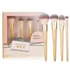 Nuevo Set de 4 Brochas de Maquillaje Personalizadas con Mango de Bambú del Fabricante Original Recomendado por Artista de Maquillaje Cross-Border Asiático y Trabajador de Belleza