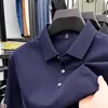 Camiseta de manga corta para hombre de algodón mercerizado de doble cara, 70 hilos, nuevo estilo de verano, suave como la seda, transpirable, con cuello, polo de color liso para hombre