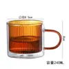 Taza Pequeña de Vidrio de Borosilicato de Doble Pared con Rayas Verticales y Asa, Taza de Café de Doble Pared con Revestimiento Interior de Vidrio de Colores