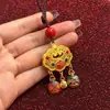 Estilo Étnico Cadeado da Sorte Chaveiro de Carro Besta Devoradora de Ouro Pingente de Metal Retro Fivela de Segurança para Homens e Mulheres Pingente de Sino
