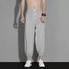 Pantalona de tecido Chaolun de verão fina de seda gelada com punho na barra e cordão na cintura, nove cores sólidas, calça esportiva casual masculina atacado