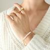 Pulsera Sencilla para Novia de Niña Acero de Titanio Chapado en Oro Cadena Perlas de Agua Dulce con Cuentas Estilo Retro Resistente al Color Joyería de Mano