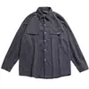Camisa de Hombre con Patrón de Waffle Estilo Coreano Juvenil Ropa de Trabajo de Otoño Camisa Holgada Chaqueta Casual Holgada con Solapa de Moda