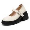 Zapatos Mary Jane con plataforma oculta para mujer, novedad primavera 2024, blancos, punta redonda, boca poco profunda, de una sola capa, con tacón grueso